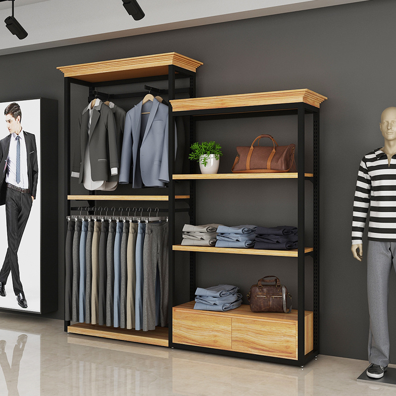 Display rack floor display cabinets against the wall high-grade casual men's clothing racks men's clothing store shelves