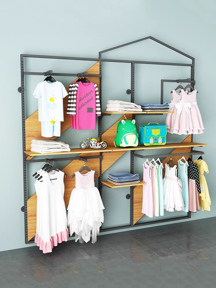 Small children juvenile clothing display rack display rack floor coat rack on the wall buyers shop shelves display unit