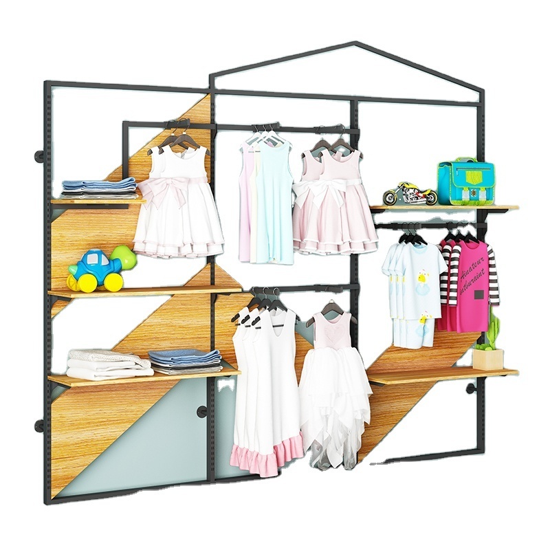 Small children juvenile clothing display rack display rack floor coat rack on the wall buyers shop shelves display unit