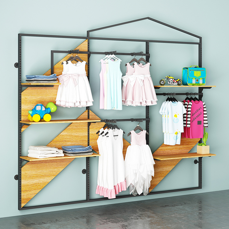 Small children juvenile clothing display rack display rack floor coat rack on the wall buyers shop shelves display unit