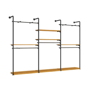 Display rack wall floor-to-ceiling lock wall men's iron rack light luxury clothing store