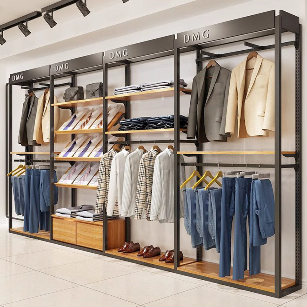 Men's clothing racks high-end clothing store display racks floor display racks on the wall suit shirt