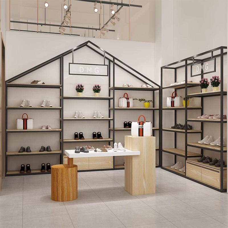 Small children girls shoes shelves Netflix creative women's clothing shop shoes and bags display cabinets shelves