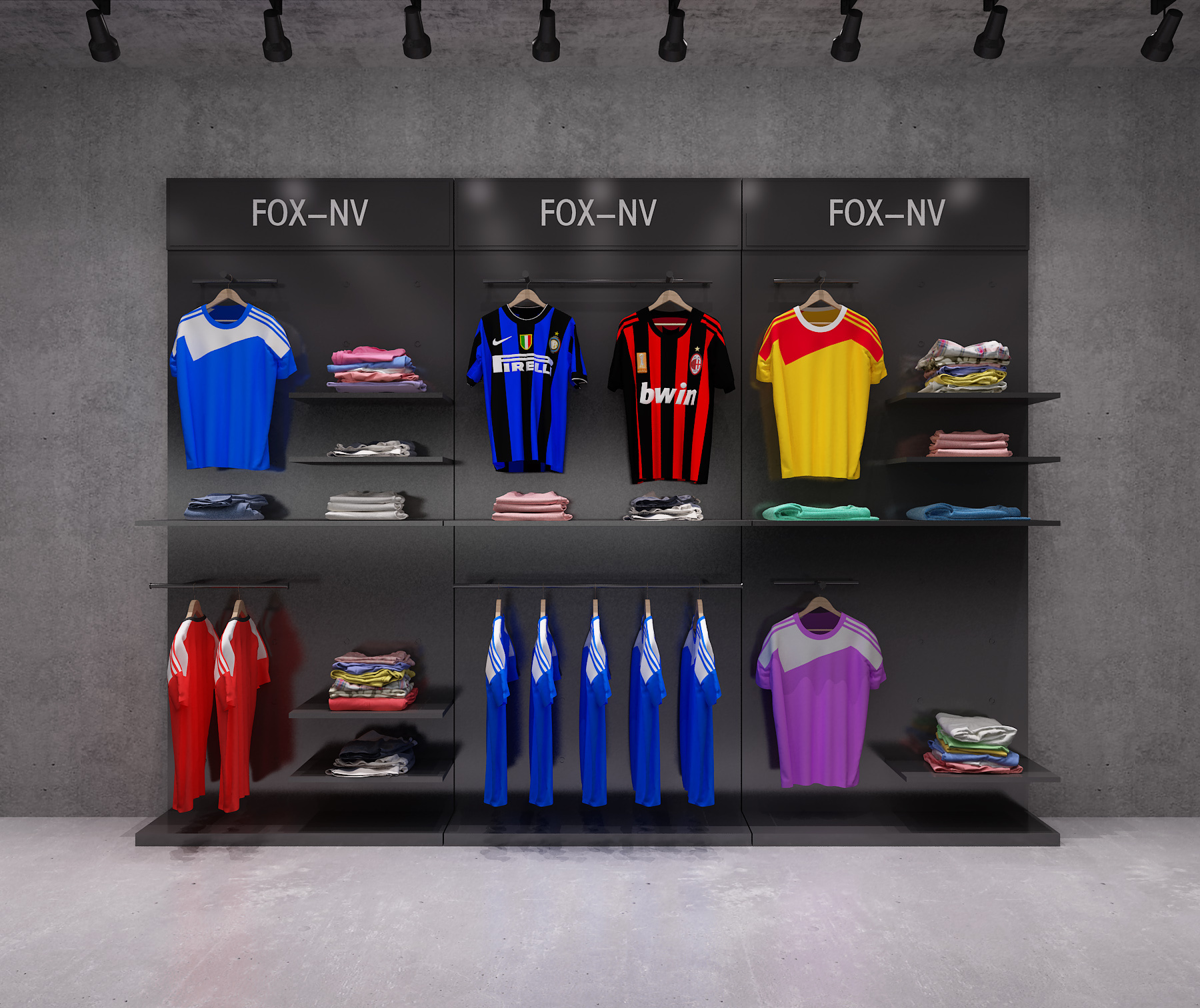 Wholesale Men Sportswear Clothes Shop Interior Design Custom black Store Fixtures Sport Clothing Display Rack for Clothing Store