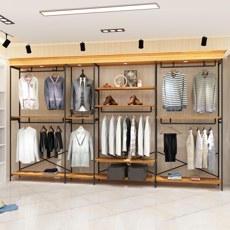 Menswear Shop Display Design Commercial Retail Store Men's Garment Rack Garment Metal Clothes Display rack