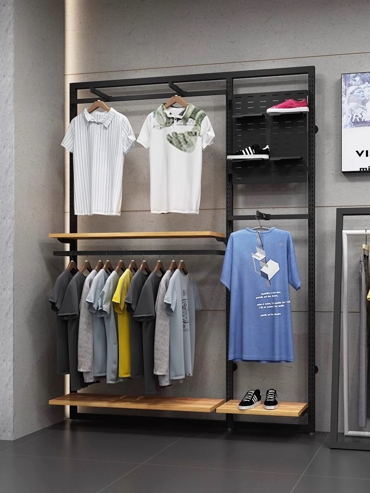 Clothing store men's clothing shelves display rack free design store jeans rack on the wall shelf