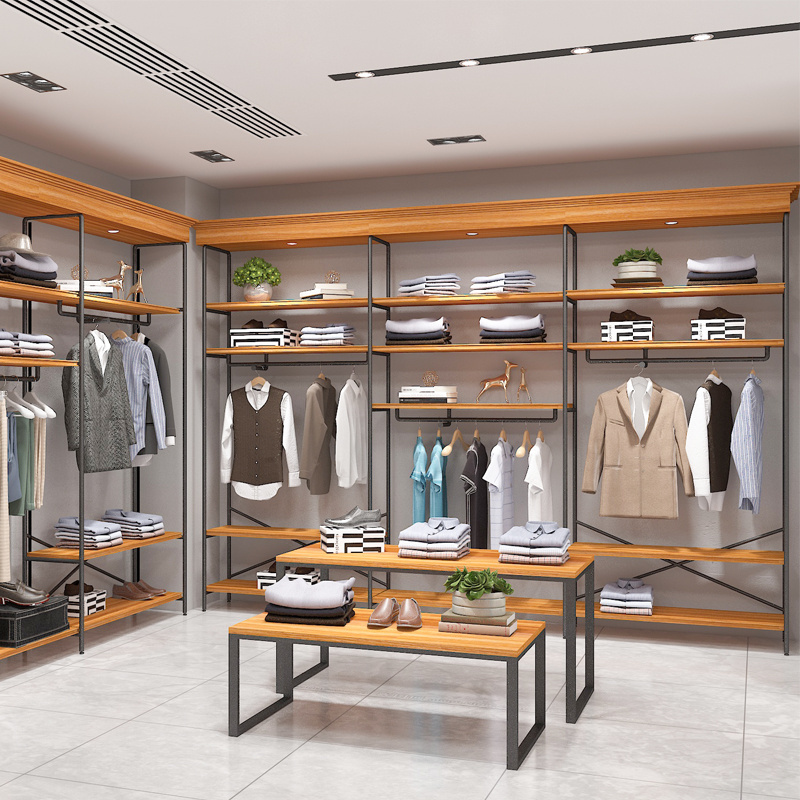 Menswear Shop Display Design Commercial Retail Store Men's Garment Rack Garment Metal Clothes Display rack