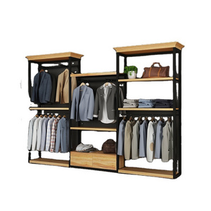 Clothing store display rack floor standing display cabinet against the wall upscale casual men's clothing racks