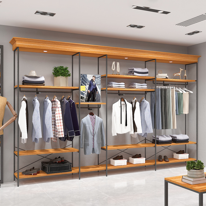 Menswear Shop Display Design Commercial Retail Store Men's Garment Rack Garment Metal Clothes Display rack