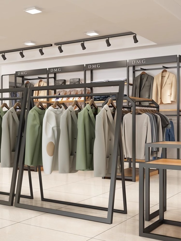 Men's Clothes Rack Display Cabinet Men's Clothing Store Clothing Store Display Racks Shelves Floor Standing Mall Brands