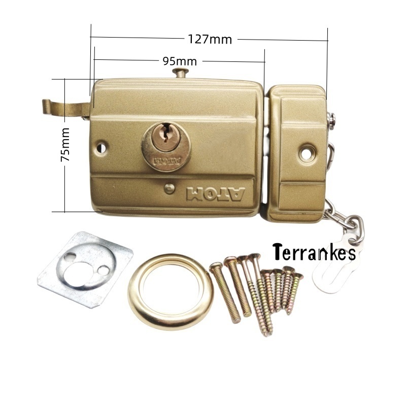 High quality and low price outdoor door security locks iron material housing brass core iron key