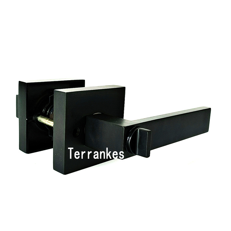 Matte black tubular lever lock indoor wooden door lock weighted zinc alloy handle lock