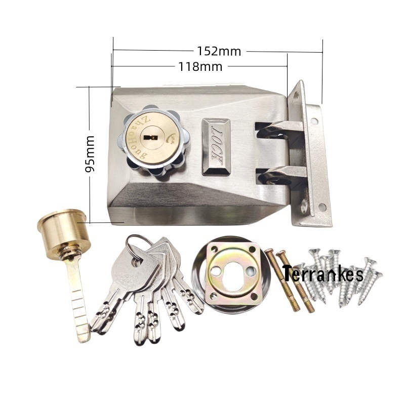 Heavy duty zinc alloy outdoor door locks brass cylinder brass keyed high quality anti-theft locks