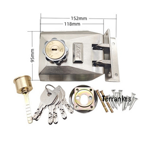 Heavy duty zinc alloy outdoor door locks brass cylinder brass keyed high quality anti-theft locks