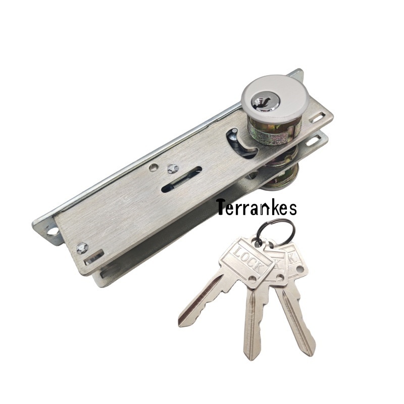 Aluminum Door Hook Bolt Latch Kit Heavy Duty Commercial Door Latch with Mortise Cylinder