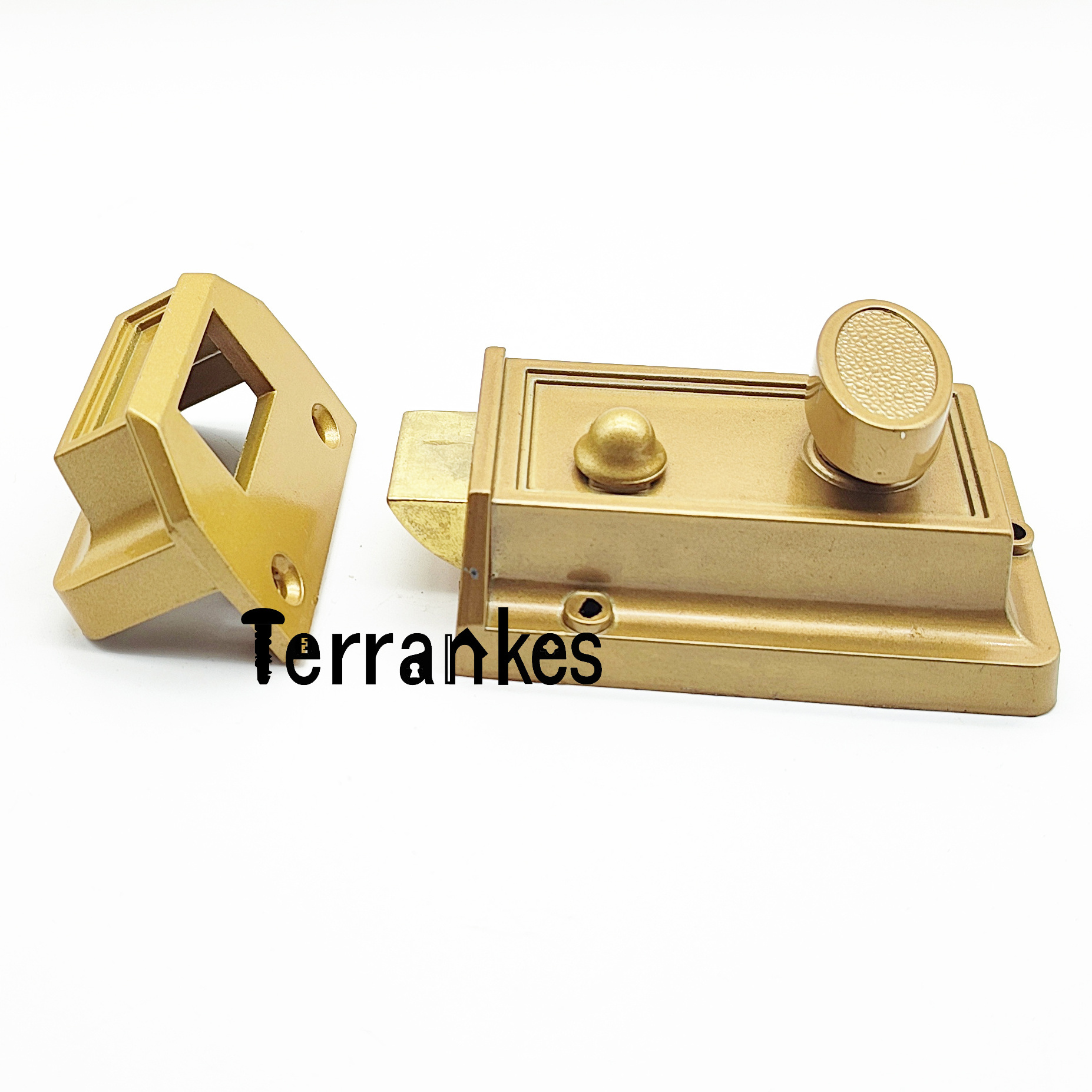 Night Latch Deadbolt Rim Lock traditional gate  Door Security Lock Finish in Gold