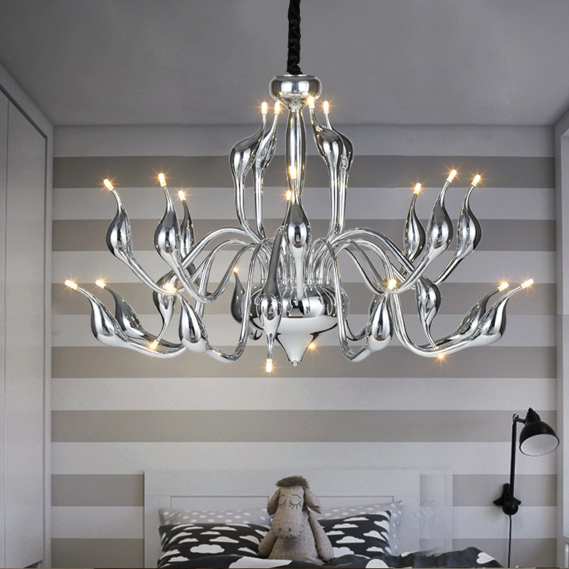 Art Deco European Candle Crystal LED Swan Chandeliers Ceiling Bedroom Living Room Modern Decoration luxury lighting chandelier