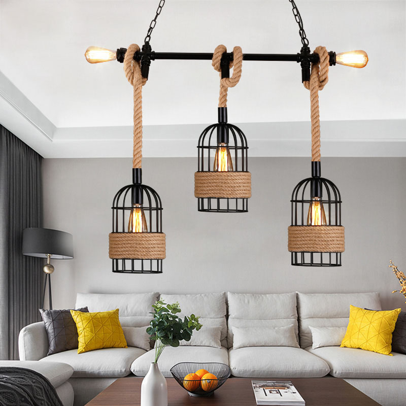 Industrial Vintage Home Kitchen Lighting Bar Metal Iron E27 Wall Lamp Hanging Retro Set Black Led Pendant Light Fixtures