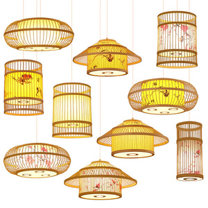 Wholesale Modern Bamboo Weave Pendant Light with Round Handmade dome Rattan Lamp for Farm Hotel Chandelier