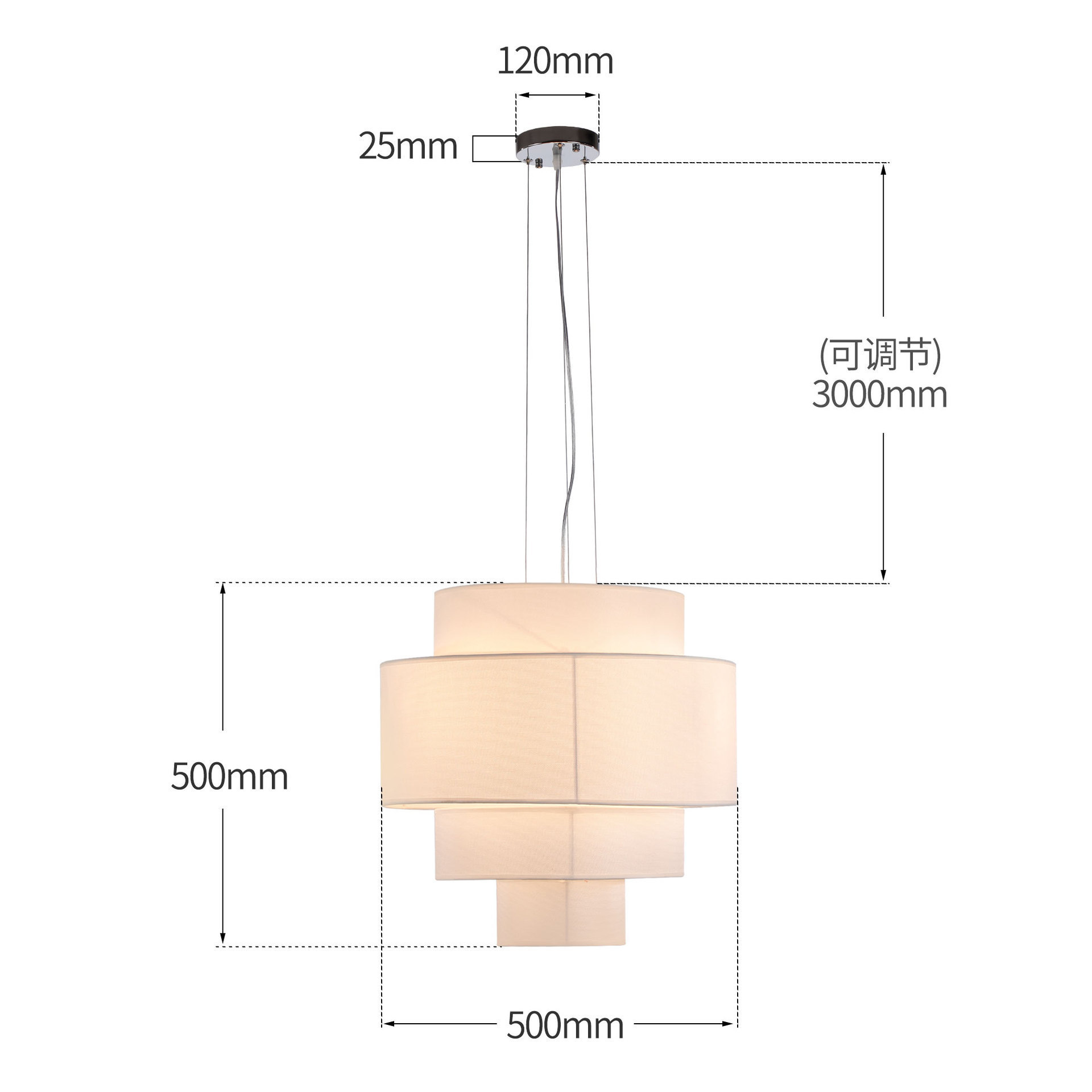 Handcrafted Natural Linen 2 3 4 5 Tier Drum Fabric Lampshade Hanging Pendant Light Modern Ceiling Fabric Lamps