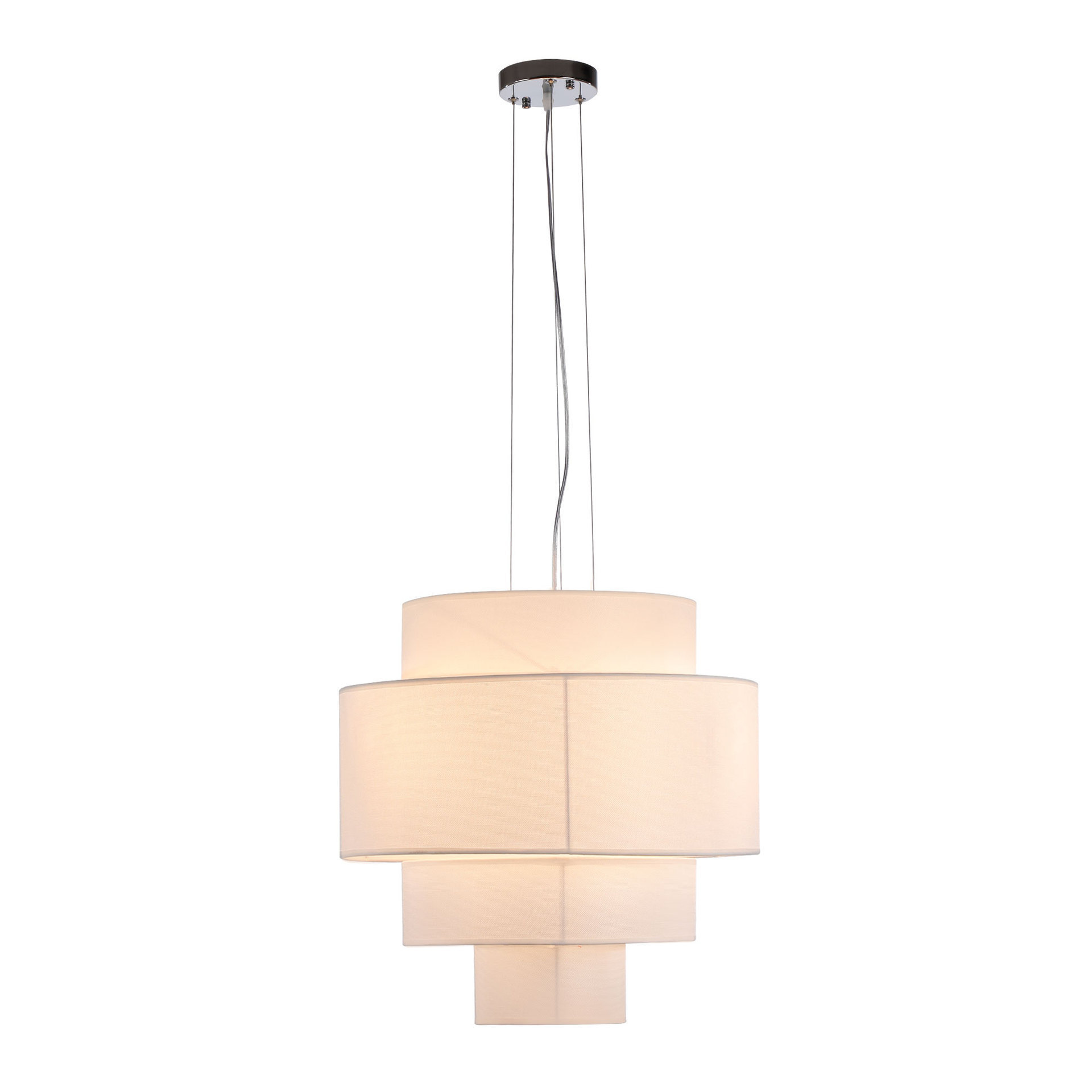 Handcrafted Natural Linen 2 3 4 5 Tier Drum Fabric Lampshade Hanging Pendant Light Modern Ceiling Fabric Lamps