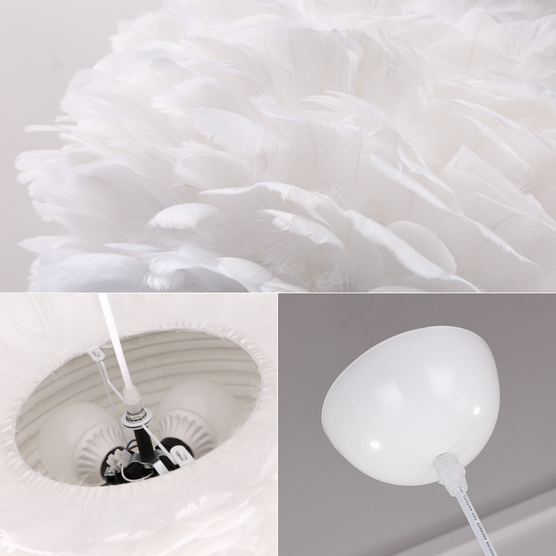 Feather Pendant Lights Droplights Kids Room Hanging Pendant Lamp Wedding Bedroom Suspension Lighting Fixture