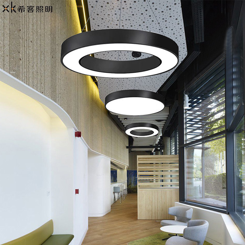 LED circular ring chandelier Office gym shop lobby Chandelier Lights Hanging Light Fixture for Living Room led pendant light