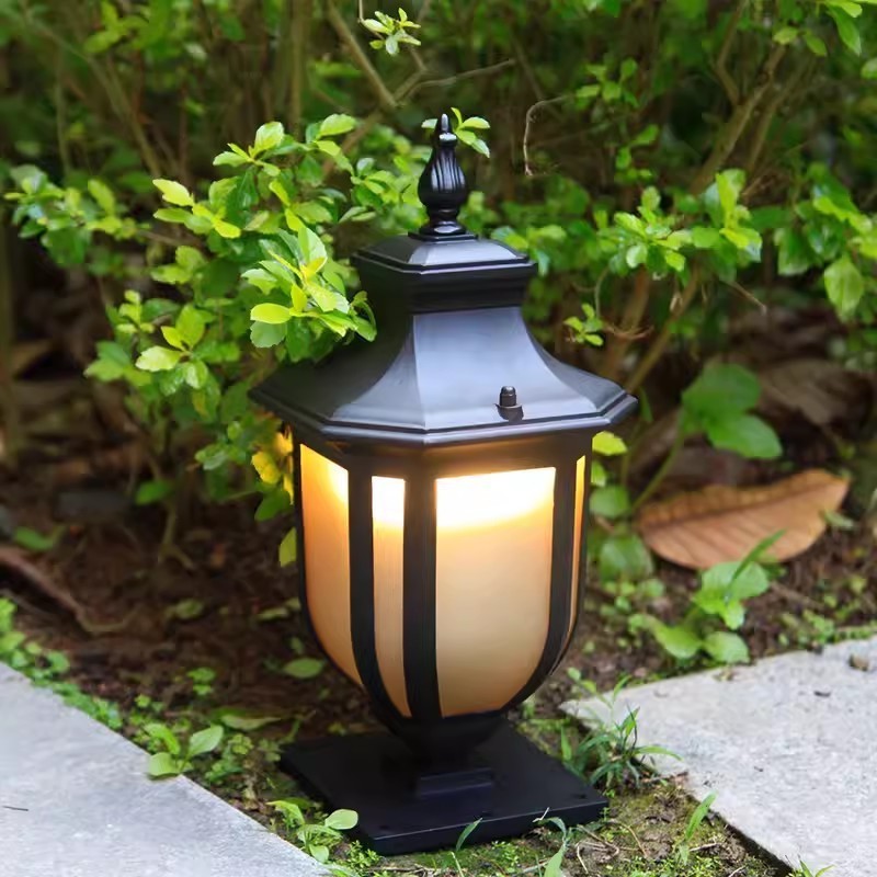 classical outdoor garden post light E27 aluminum lamp body cheap price lighting fixture fence pillar