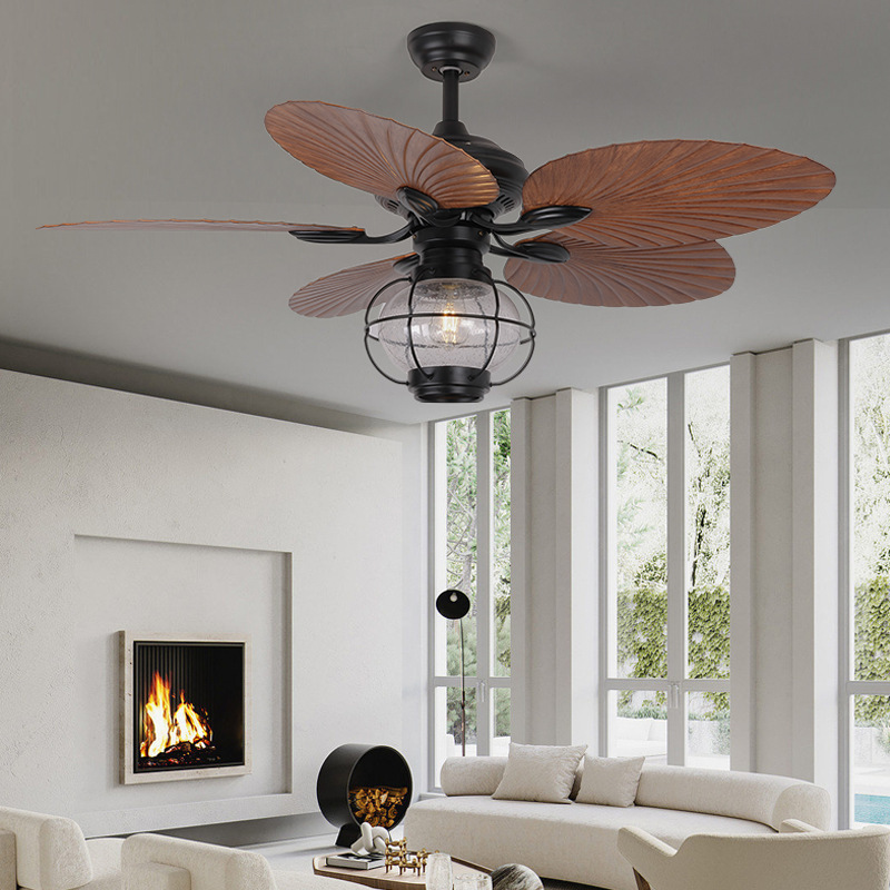 Remote Control Invisible pavilion balcony fan chandelier outdoor courtyard pavilion Chinese sunshine room ceiling fan lamp