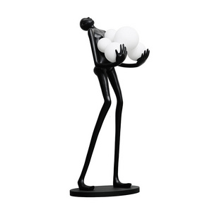 Hotel Lobby Floor lights Abstract Figure Art Sculpture Holding Ball Lamps Humanoid Statue white ball Lantern floor lamps