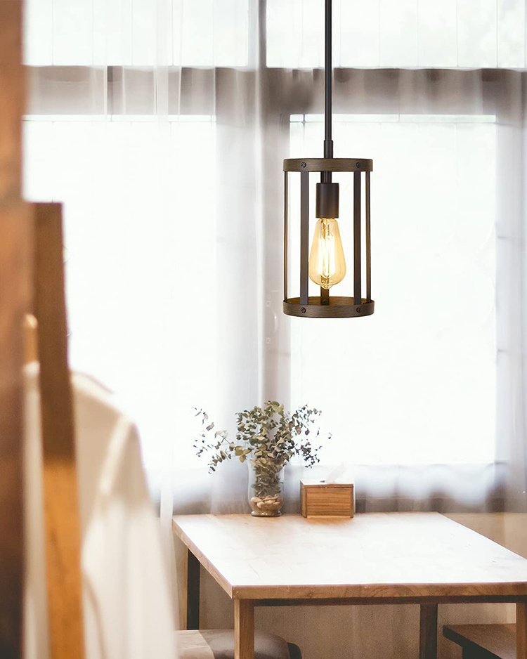 Wood and matte black metal surface suitable for kitchen island bar coffee shop modern farmhouse chandelier