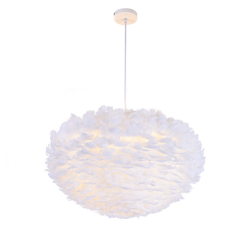 Feather Pendant Lights Droplights Kids Room Hanging Pendant Lamp Wedding Bedroom Suspension Lighting Fixture