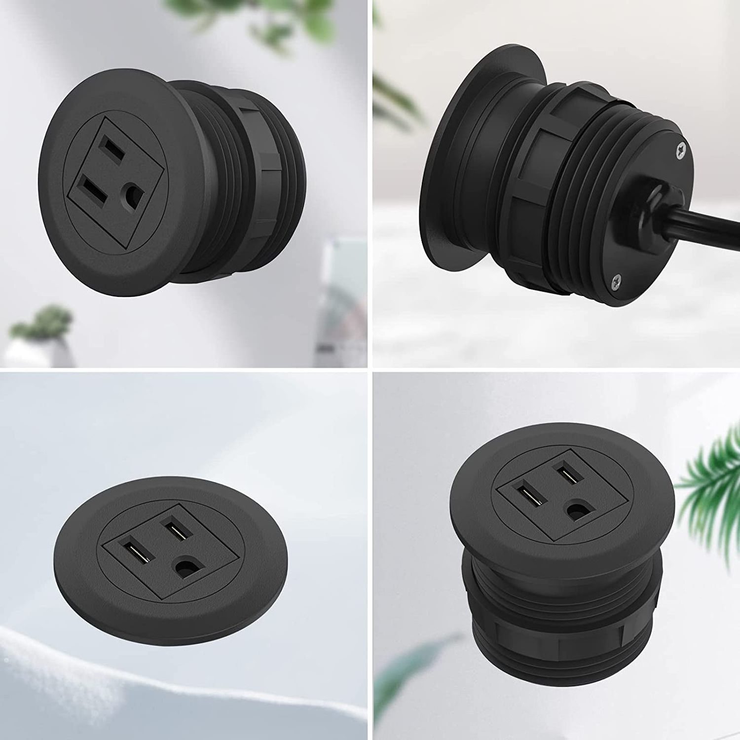 1AC US power plug Mini Desk Power Grommet Outlet Build in Desktop Charger Station power  Hub for Sofa Couch Table Bedside office