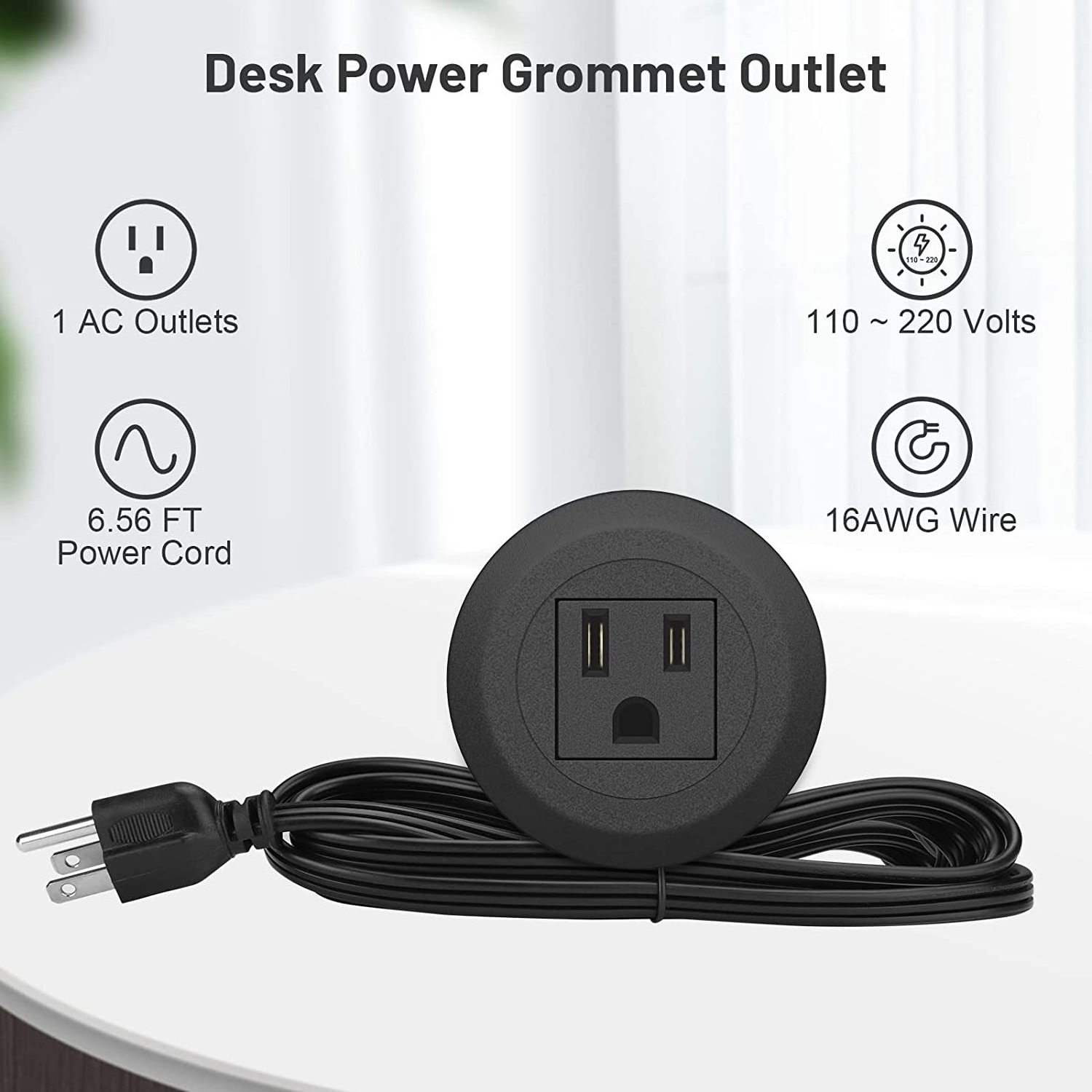 1AC US power plug Mini Desk Power Grommet Outlet Build in Desktop Charger Station power  Hub for Sofa Couch Table Bedside office