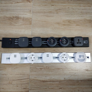 600mm Moveable Aluminum Alloy Electrical Rail tack system EU /Universal /UK power Socket with switch surget protector data