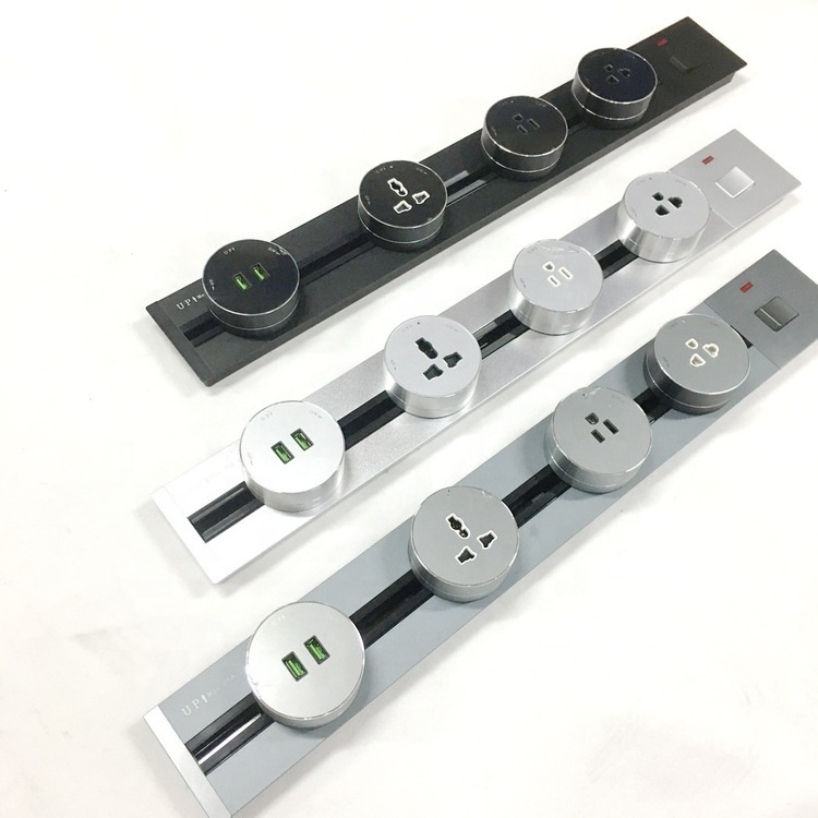 Universal multi smart office desk power track system electric socket outlet / electric track for multi electrical sockets