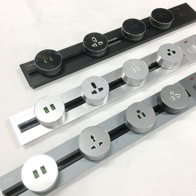 Universal multi smart office desk power track system electric socket outlet / electric track for multi electrical sockets