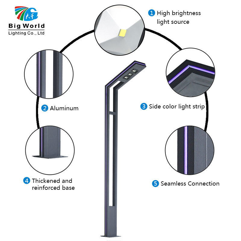 Die-cast aluminum Led lamp pole  ceiling light 30w 40w 60w 90w garden lamp pole Outdoor waterproof LED garden light