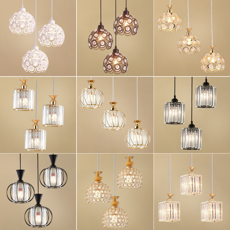 Nordic Pendant Lights Crystal Hanging Lamps Home Decor Fixtures E27 Dining Chandelier Living Room Bedroom Room Glass Modern LED