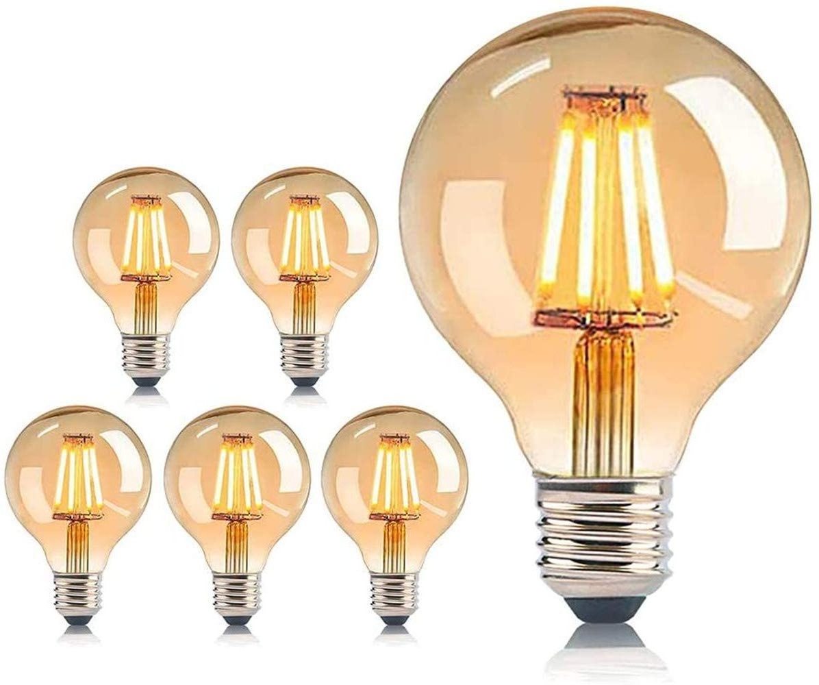 Factory Customized Decorative Flexible Filament Lamp G125 Globe Bulb 6w Love letter Soft Filament LED Bulb Amber