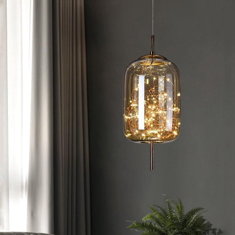 2023 Home Decor Led Lighting Fixtures Kitchen Restaurant Nordic Modern Hanging Polymorphic Glass Chandelier Metal Pendant Light