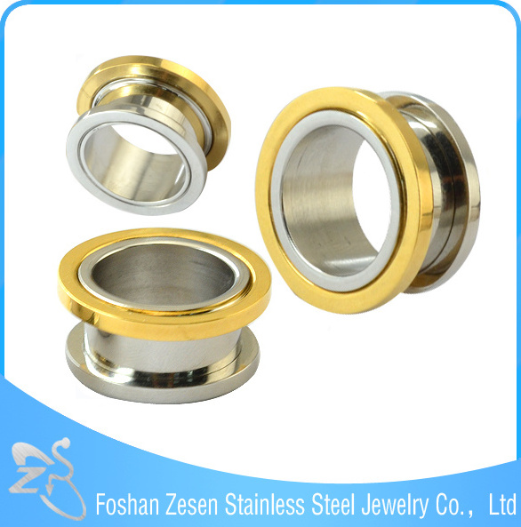 Competitive price medical steel gold ear tunnels body jewelry piercing wholesale