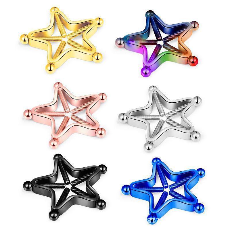 POENNIS Pentagram Adjustable 316 Steel Nipple Piercing Jewelry Clip On Nipple Ring Star Sexy For Man Non Piercing Nipple Ring