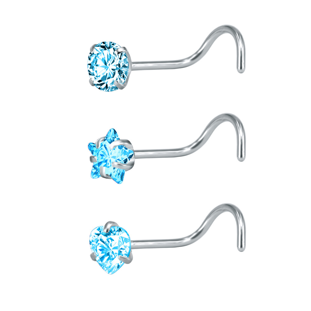 AAA Different shape zircon And Surgical Stainless steel nose rings body piercing jewelry