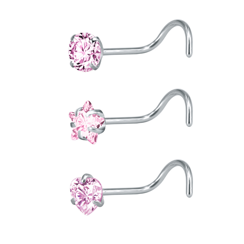 AAA Different shape zircon And Surgical Stainless steel nose rings body piercing jewelry