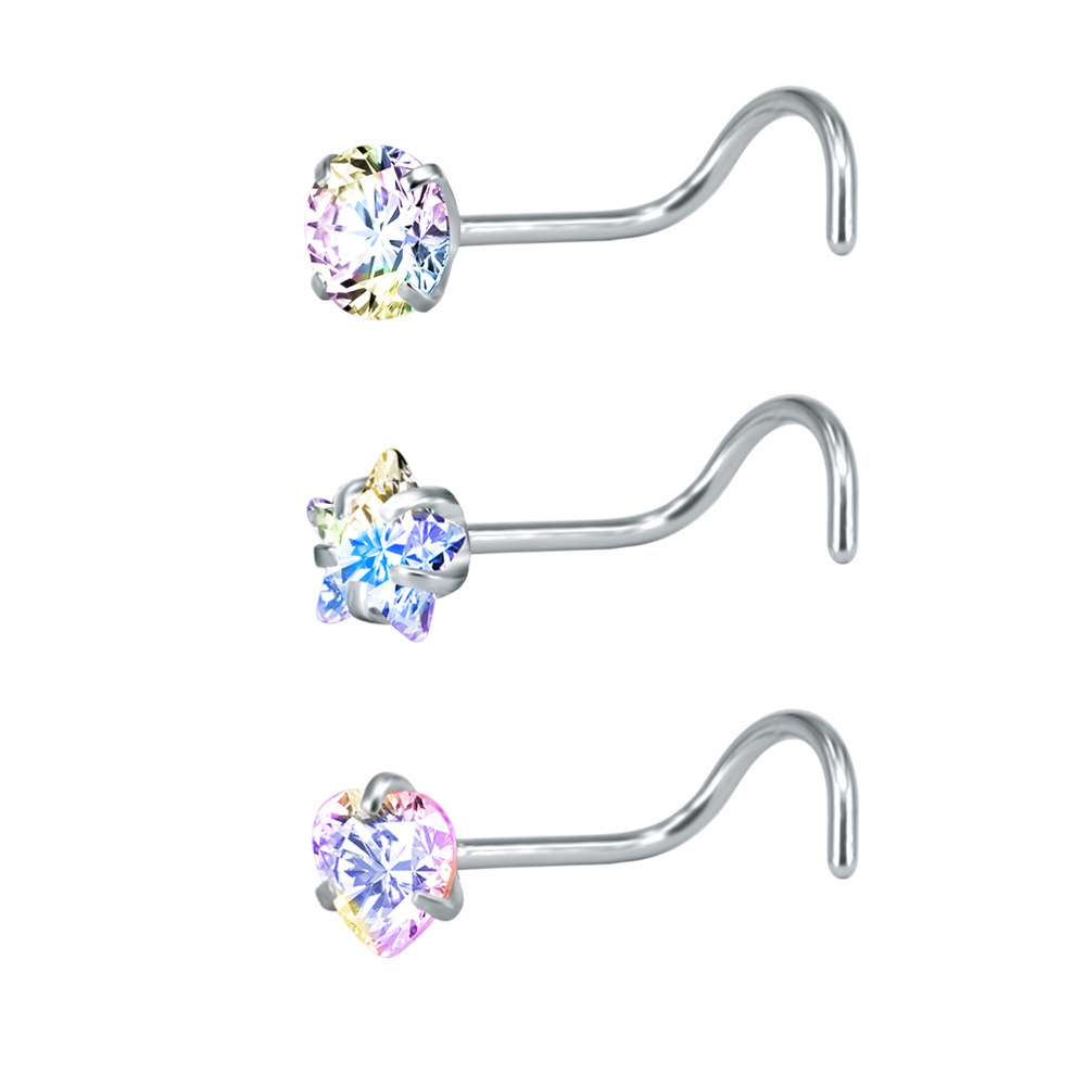 AAA Different shape zircon And Surgical Stainless steel nose rings body piercing jewelry