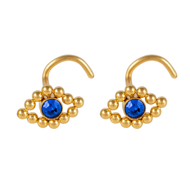 POENNIS 16 Gauge Gold Nose Stud Designs Stainless Steel Blue Evil Eyes Nose Studs For Women Men