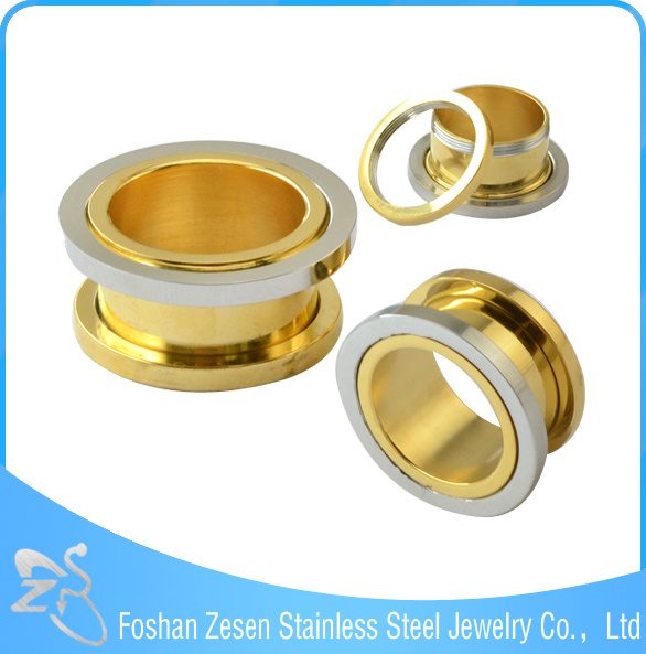 Competitive price medical steel gold ear tunnels body jewelry piercing wholesale