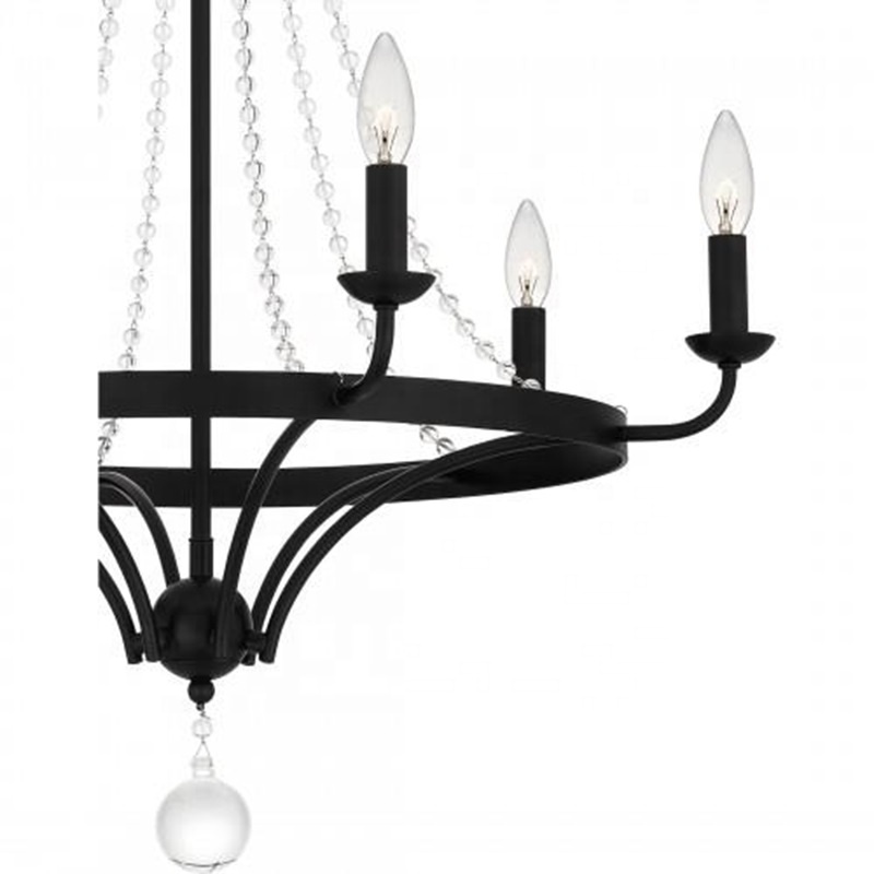 guzhen american high quality retro wrought iron candle black foyer farmhouse chandelier for villa living room bedroom