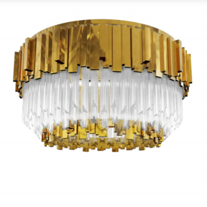 Wholesale European modern led round crystal low ceiling circle chandelier flush mounted lighting for master bedroom corridor